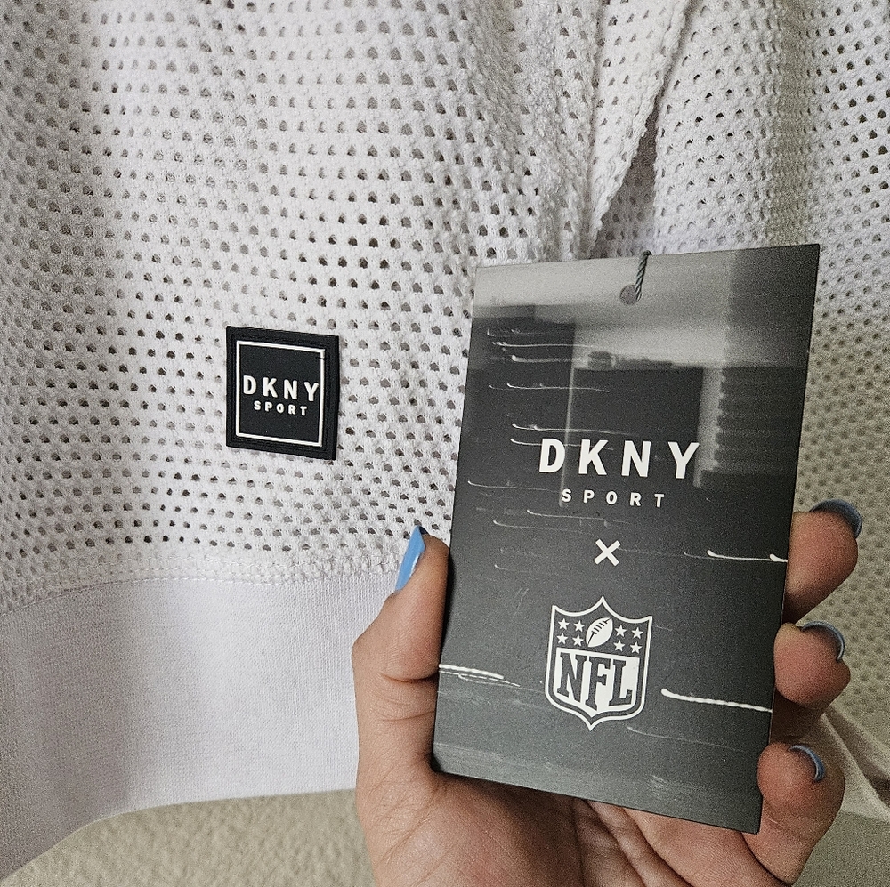 NFL + DKNY Sport White Mesh Cleveland Browns Tee
